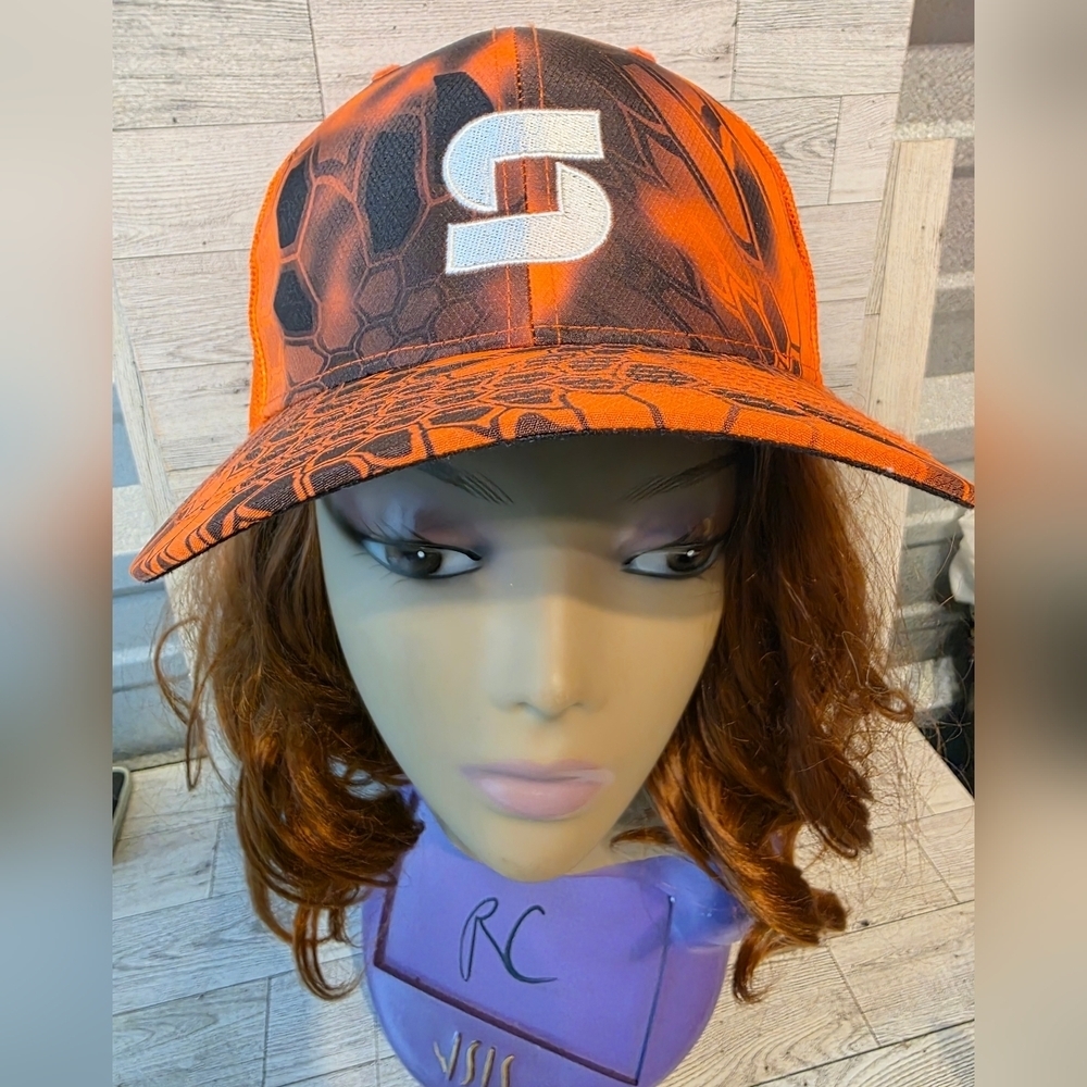 Vibrant Orange and Black Cap with 'S' Logo